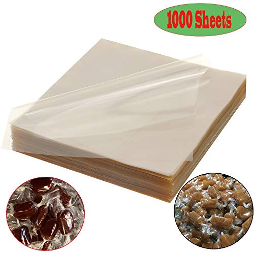 1000 Sheets Clear Cellophane Wrap Roll 5x5 Inches Candy Caramel and Chocolate Wrapper
