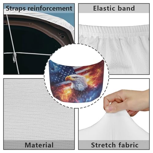 Image of Renewold Eagle American Flag Flame Car Hood Cover Protector Hood Covers for Cars Hood Wrap Blanket Women Men Automotive Exterior Accessories Decor for Most Sedan Small SUV Truck