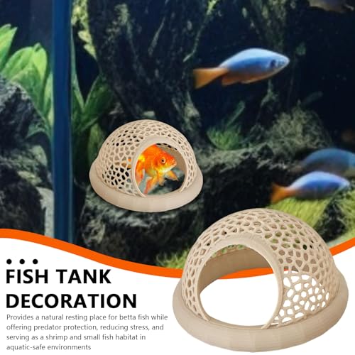 Generisch Betta Höhle Lounge | Aquarium Deko Versteck & Hängematte, Durchschwimm-Tunnel Für Betta, Kleine Fische, – Aquariendeko Mit Pflanzenhalter (Schwarz, Mittel)