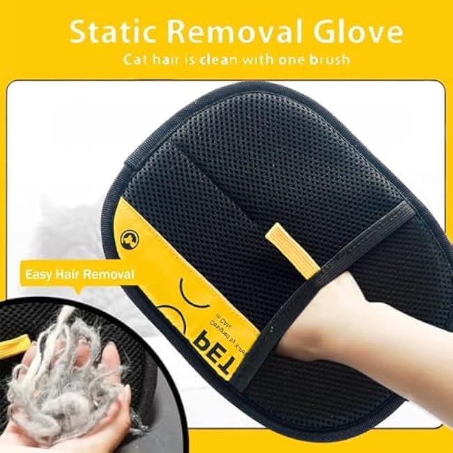 Pet Hair Removal Glove for Cats & Dogs,Pet Hair Remover Electrostatic Gloves,Efficient Pet Grooming Gloves with Hair Comb,Reusable Cat & Dog Hair Remover for Couch, Furniture, Carpet, Curtain(2PC)-looz7iFk