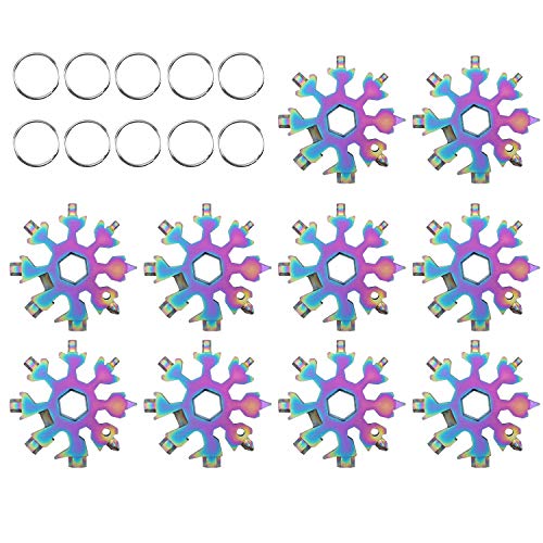 Asionper 18-in-1 Snowflake Multi-Tool, Stainless Steel Snowflake Multi-Tool Snowflake Tool Card 18-in-1 Multi-Tool Card Compact Snowflake Tool Multi Instrument Snowflake Tool