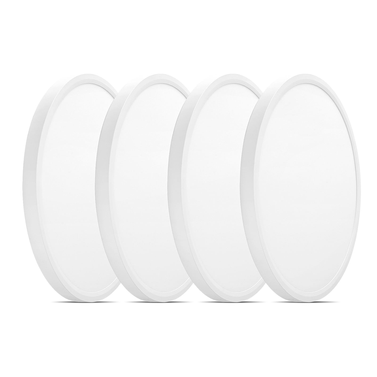 Flush Mount LED Lighting Round - 8 Inch 5CCT Ultra Thin Surface Mount Light, 120V 15W 1200LM Edge-lit Flat Panel Light for Wet Location, No Flicker and Dimmable, 8 Inch 4Pack White