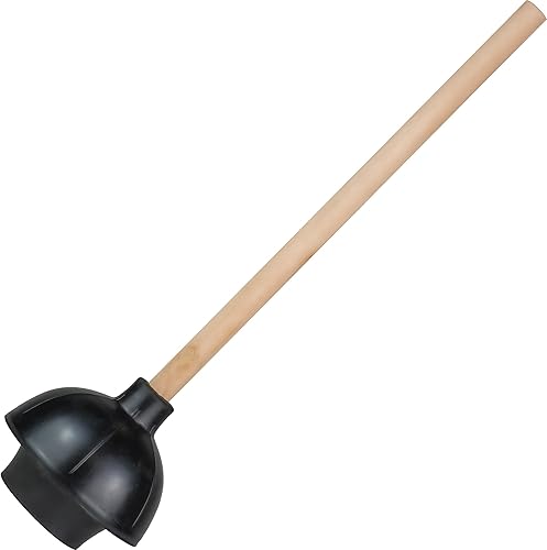 SteadMax Émbolo de inodoro resistente, taza de goma de doble fuerza de empuje de grado comercial con mango de madera (22 pulgadas)