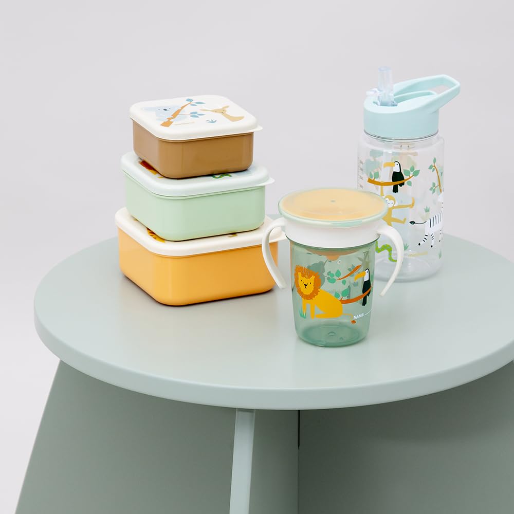 Miniland Set 3 Contenitori per Alimenti per Bambini, Scatole Pranzo Impilabili, Lavabili in Lavastoviglie, Senza BPA
