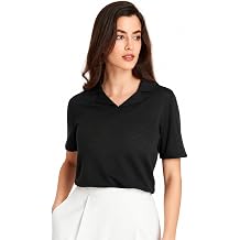 GreenMount Womens Cashmere Wool Lapel Neck T-Shirt Comfortable Top Short Sleeve in Summer