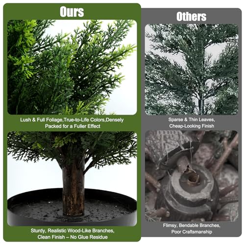 Image of Artificial Cedar Topiary Trees 4FT Set of 2 Potted Outdoor Cypress Tree