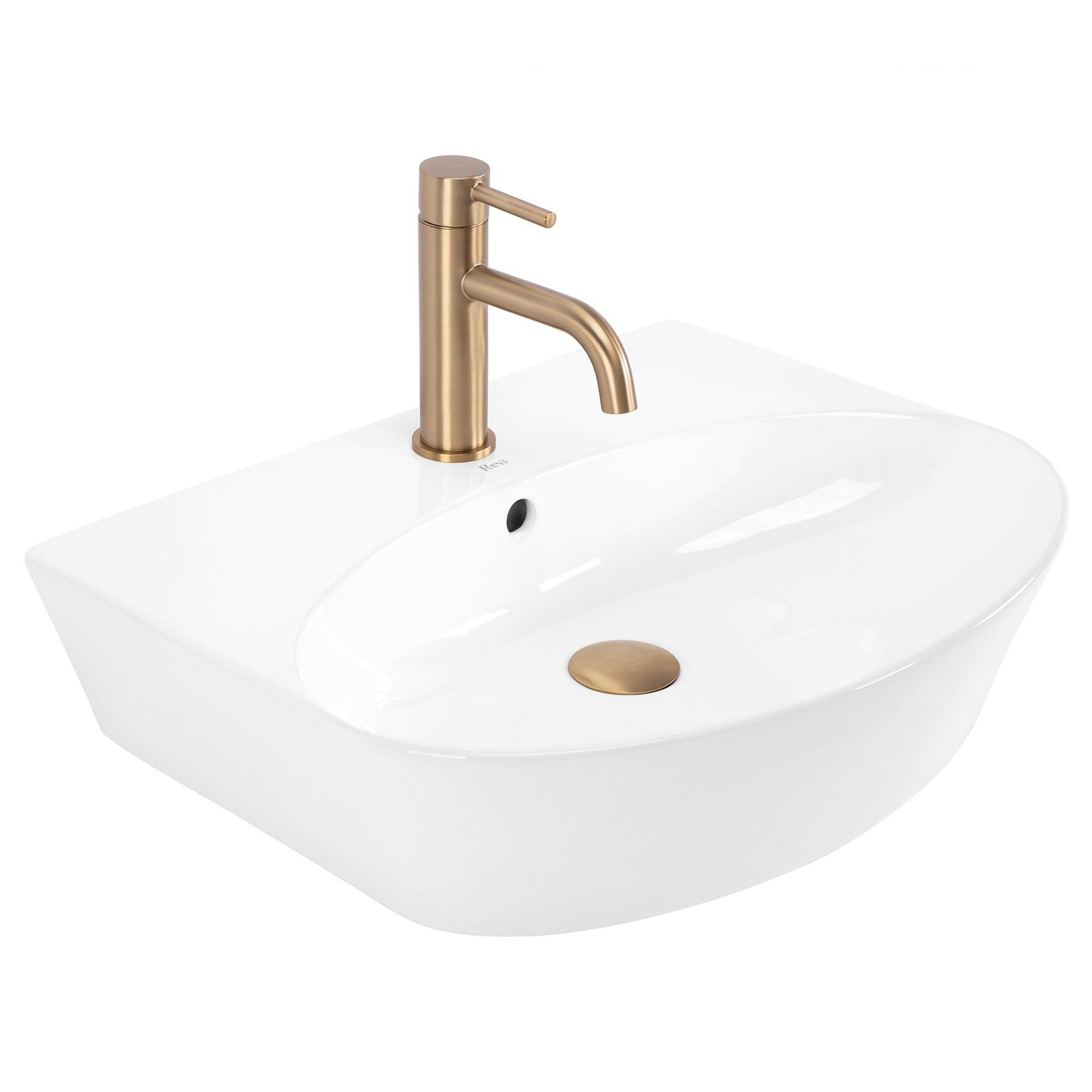 Rea White Kim 52 Oval Countertop Washbasin, Ceramic Sink