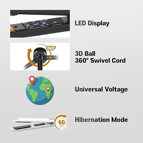 Miniatura 5 de GLAMPALM Plancha plana de cerámica de 1 pulgada con placas vibratorias, herramienta profesional de salón número 1 de Corea, cable giratorio 3D y