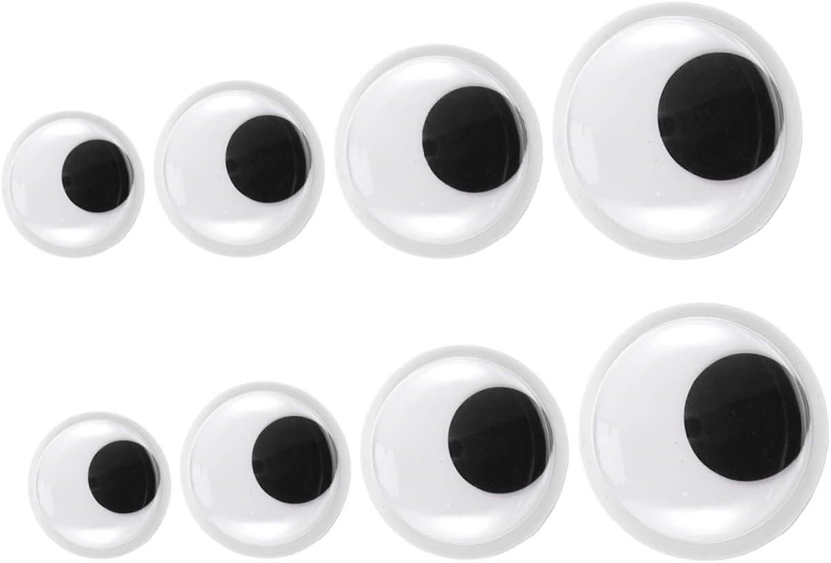 Lurrose 8pcs Creative Googly Eyes Assorted for DIY Crafts Fun Black and White Animated Eyeballs for Scrapbooking Activities and Emotion Regulation
