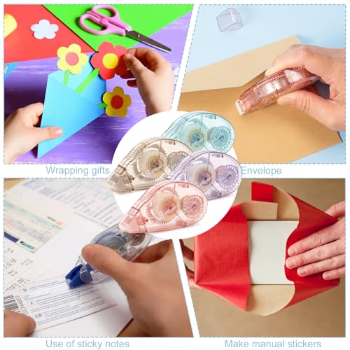image for HUIRUSO 4 Pack Double Sided Tape Roller, Scrapbook Supplies, Glue Tape