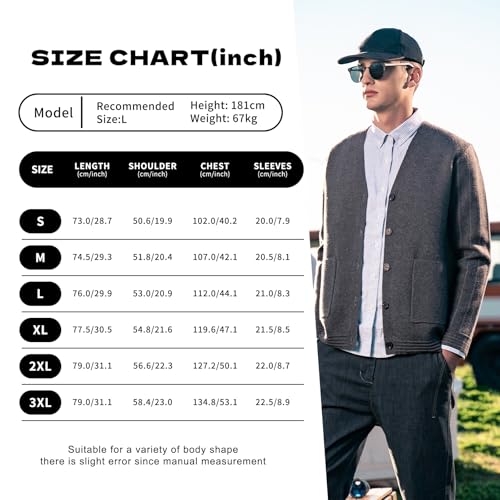 Image of Men's Cardigan Sweater Button Front V-Neck Long Sleeve Knit Sweaters