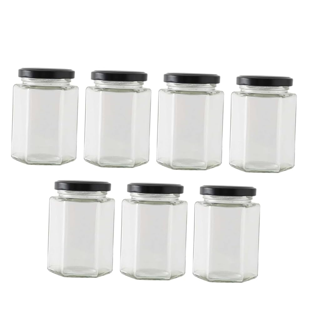 ガラス 六角瓶 大 2個セット 保存容器 保存瓶 食品の収納にも ① ガラス 六角瓶 大 2個セット 保存容器 保存瓶 食品の収納にも