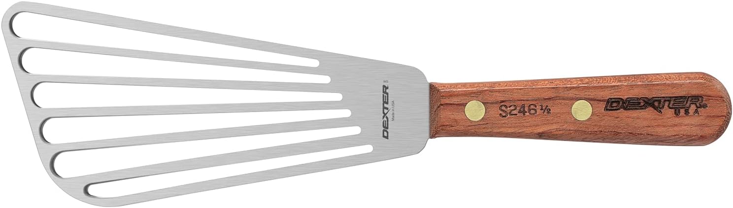 Dexter-Russell 19810 S246½PCP Sani-Safe® Fish Turner, 6-1/2" x 3" Slotted Stainless Steel Blade with Rosewood Handle, Perfect Cutlery Packaging, NSF Certified, Made in USA
