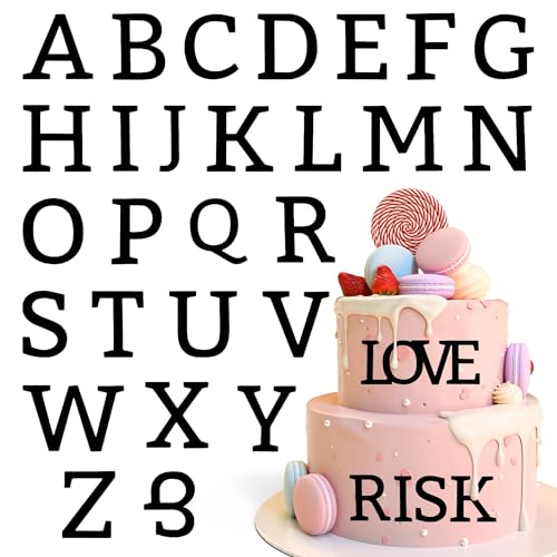 27-Piece Black Acrylic A-Z Letter Cake & Cupcake Decorations – DIY Alphabet Picks for Baby Shower, Wedding, Birthday, Graduation & Anniversary Parties