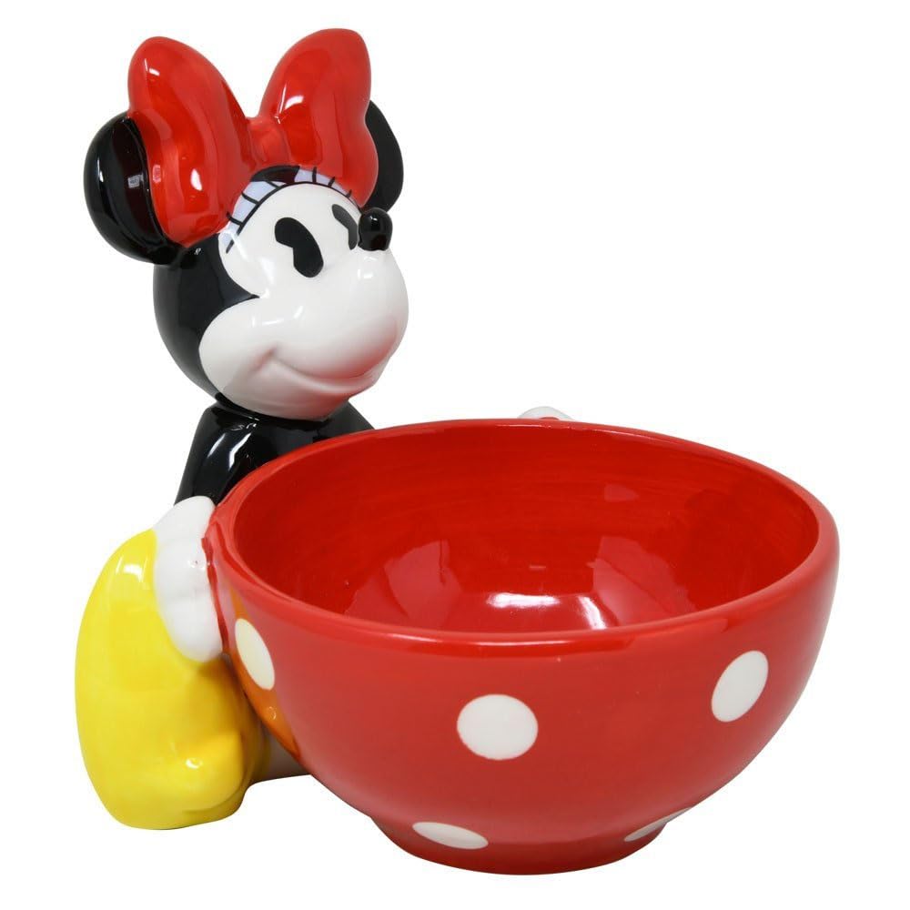 Minnie Mouse Candy Dish, Officially Licensed, Ceramic Snack Bowl, Figurine - 6 Inch