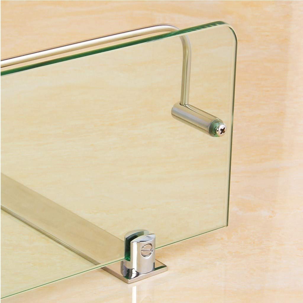 Mensole da bagno in vetro temperato con binario, 400 mm, in acciaio inox, installazione senza punzonatura, soluzione salvaspazio per bagni moderni