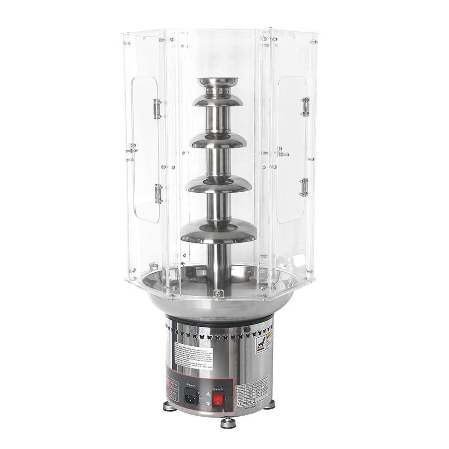 Máquina de fuente de chocolate, cascada de fondue de acero inoxidable con cubierta antipolvo, temperatura ajustable para fiestas y eventos