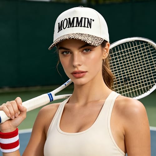 Image of Women's Mommin Trucker Hat - Vintage Two-Tone Ponytail Baseball Cap, Embroidered Adjustable Hat, Great Gift for Mom & Women