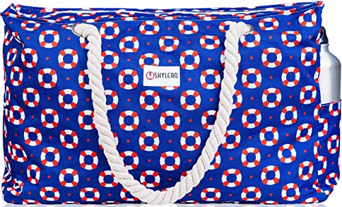 Beach Bag XXL. 100% Waterproof (IP64). L22 xH15 xW6 with Rope Handles, Top