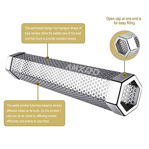 Amxrd Smoke Tube, Premium 12 Inch 304 Stainless Steel Pellet Smoker Tube With Cleaning Brush For All Grill Or Smoker, Dishwasher Safe #TOP3