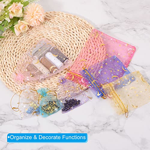 50-Pack Organza Bags for Gifts - Moon & Star Design - Image 4