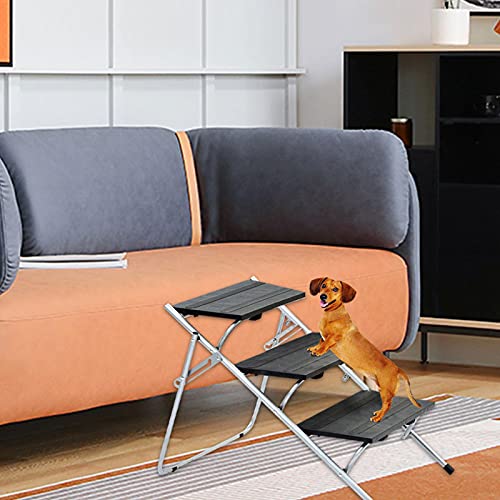 THATA Vouwtrap met 3 verdiepingen, multifunctionele ijzeren buizen, kunststof klimladder voor honden en katten, hoge en… - Image 3