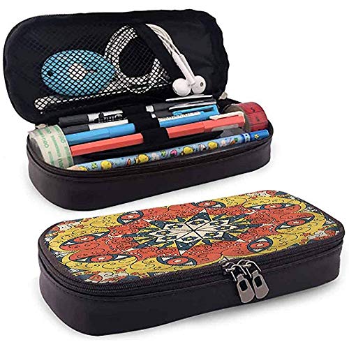 Preisvergleich Produktbild Federmäppchen, Federmäppchen aus Leder, Federmäppchen, Doppelreißverschluss mit großer Kapazität Classic Traditional Timeless Mosaic 4cmx9.2cmx20cm