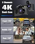 Dash Camera for Cars, 4K Dash Cam Front and Rear, Triple Car Camera with 32GB Card,Built-in IR Night Vision,2.0'' IPS Screen,170°Wide Angle,WDR,HDR,G-Sensor,24H Parking Mode, Loop Recording
