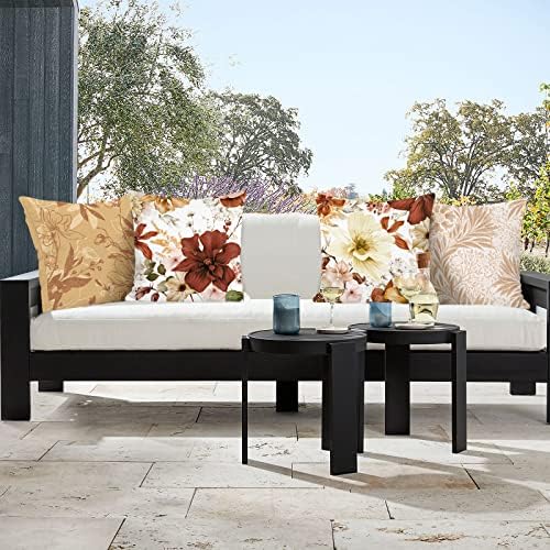 Bonhause Flower Cushion Covers 45 x 45 cm Modern Floral Leaves Decorative Throw Pillow Covers Soft Velvet Spring Pillowcases for Sofa Couch Bed Outdoor Home Decor Set of 4, 18 x 18 Inch
