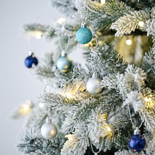 Kit décorations sapin de Noël bleu argent 30 mm mini boules