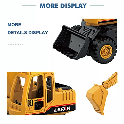 Image of Unbreakable Excavator Toy Bulldozer Construction Vehicles for 2 3 4 5 Year Kids Toy Trucks, Yellow