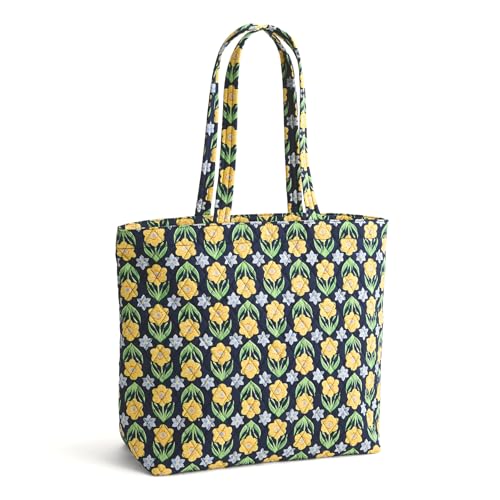 Vera Bradley Women's Premium Cotton Original Zip Tote Bag, Daffodils