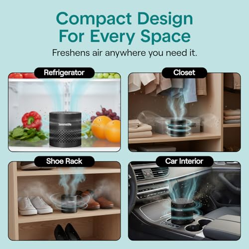 SereneLife Fridge Deodorizer & Odor Eliminator, Multi-Use Refrigerator Deodorizer Aluminum Pod for Freezer, Closet, Car, Shoes & Enclosed Spaces, Compact, Reusable & Lasts Up to 10 Years (Black) by SereneLife - Used condition - Image 4