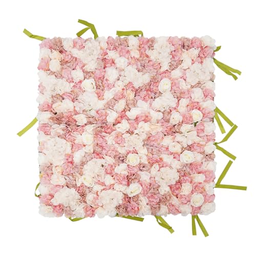SOLOCJNL Artificial Flower Wall Panel Hydrangea Flower Backdrop White Green and Pink for Backdrop Decoration Wedding Party Home Decor 100x100cm 1 Piece