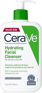 CeraVe Hydrating Facial Cleanser for Dry Skin - Hyaluronic Acid & Ceramides Face Wash, Non-Drying, Eczema Certified, 4.7/5 Stars