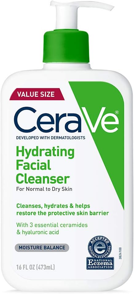 CeraVe Hydrating Face Wash | 16 Ounce | Daily Facial Cleanser for Dry Skin | Fragrance-Free, 473.2 ml (Pack of 1) (SDT74W)