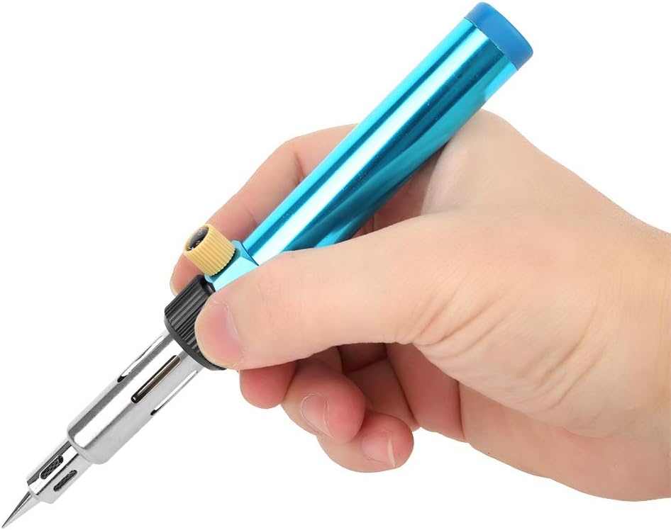 WALFRONT Butane Soldering Iron Portable Gas Torch Welding Tool with Adjustable Temperature Replaceable Tips for Electronics Repair