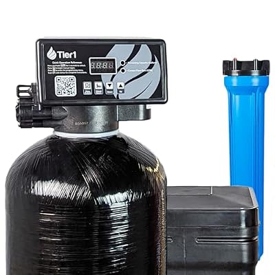 Tier1 Whole House Water Softener System 32,000 Grain High Efficiency with Sediment Pre-Filter | Pre-Filled Mineral Tank with 1 Cubic Foot of Cation Resin | Home Water Filtration System