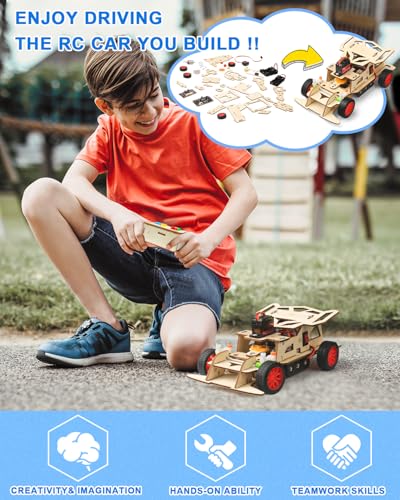 Poraxy STEM Kits for Kids 8-10, STEM Toys for Boys Ages 8-13, Remote Control Car, Wooden 3D Puzzles Science Kits 8-12 Projects Building Model, Birthday Gifts for 9 11 14 Year Old Teen Boys Girls - Image 6