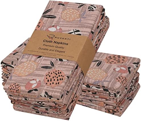 Ruvanti Cloth Napkins Set of 12 Cotton 100%, 18x18 Inches Napkins Cloth Washable, Soft, Absorbent, Cotton Napkin for Parties, Christmas, Thanksgiving, Weddings, Dinner NapkinsCloth - Dusty Palette