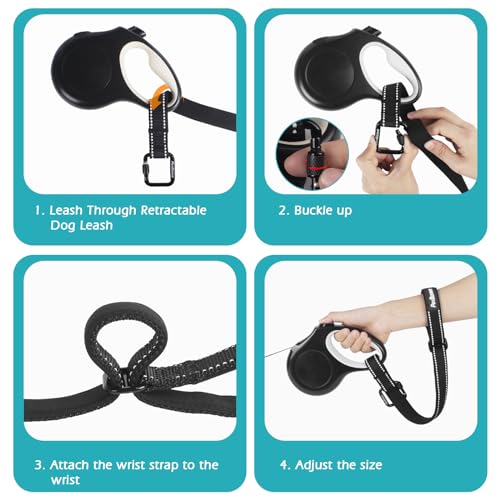 PetBonus Hundeleine Handgelenkriemen, Sicherheitsriemen für Rollleine Hundeleine und Kinderwagen, Abschl Ießbare Sicherheitsleine mit verstellbarem weichem gepolstertem Griff für Spaziergänge
