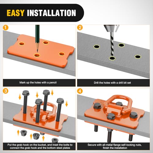 Image of Nilight 1 /2 inch Heavy Duty Trailer D Ring Tie Down Anchors with Backing Plates