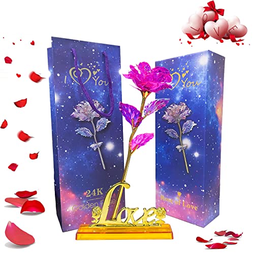 Rose Eternelle, Fleurs Eternelles Artificielle, Rose en Cristal avec Support pour Cadeau mamie,Cadeau femme, Cadeau anniversaire femme, Cadeau mariage,Fleurs fete des meres cadeau maman(Rose brillant) Cover