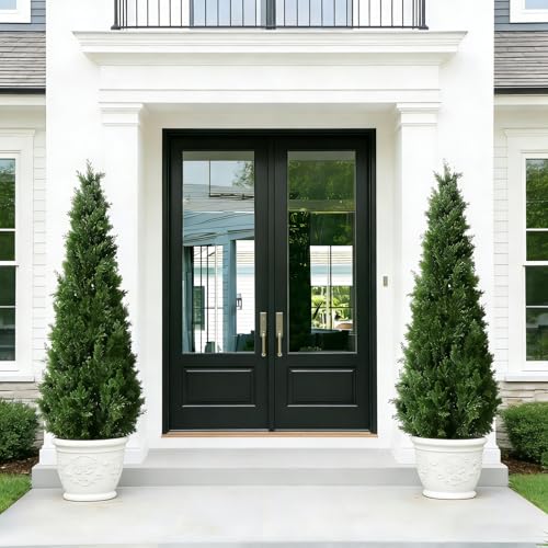 Artificial Topiary Cedar Trees 6FT Tall 2 Set, Indoor and Outdoor Faux Pine Shrubs Plants, Realistic Arborvitae Tree, Uv Resistant Faux Outdoor Plants for Home Porch Entryway Decor. by kamjove - Image 6