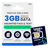 Lycamobile 30 Day USA Prepaid SIM Card for Cell Phones with 3GB High Speed 4G LTE/5G Data, International Talk & Text to 100+ Countries, Quick Activation, 3-in...