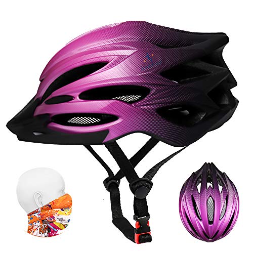Casque de Vélo VTT Adulte, Casques de Vélo de Vélo Dames, Réglable 56-62 cm, Filet Anti-Insectes, Visière Détachable, Léger 22 évents Casque de Vélo...