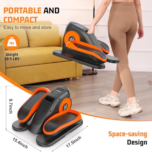 Image of Under Desk Elliptical Machine, Leg Exerciser While Sitting for Seniors with Remote Control & 12-Speeds, Quiet Portable Electric Seated Pedal Exerciser Machine for Home Office