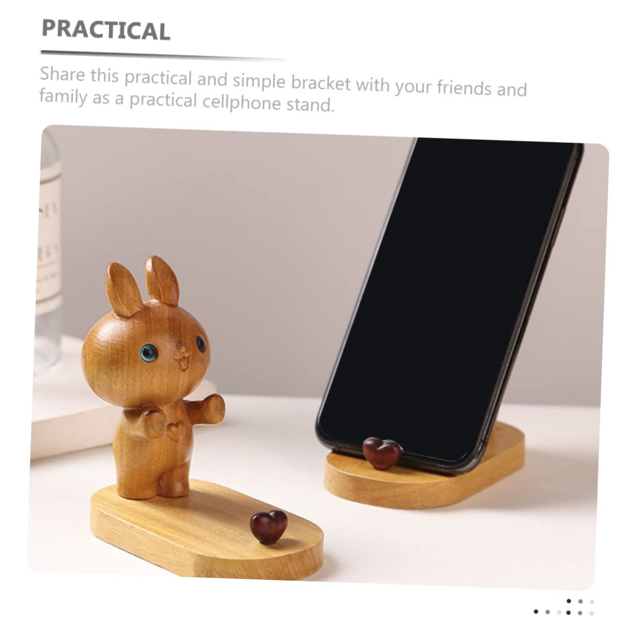 Housoutil 3 Pezzi Adorabile Supporto Per Telefono Cellulare in Legno Supporto Da Scrivania Per Comodo Uso Letto Divano