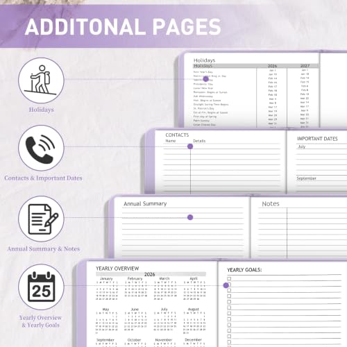 Planner 2026-2027, Weekly and Monthly Academic Year Calendar Planner, July 2026 - June 2027, 6" x 8.5", A5 Hardcover Academic Planner With Colorful Tabs, Daily Agenda Book for Student, Purple — view 6