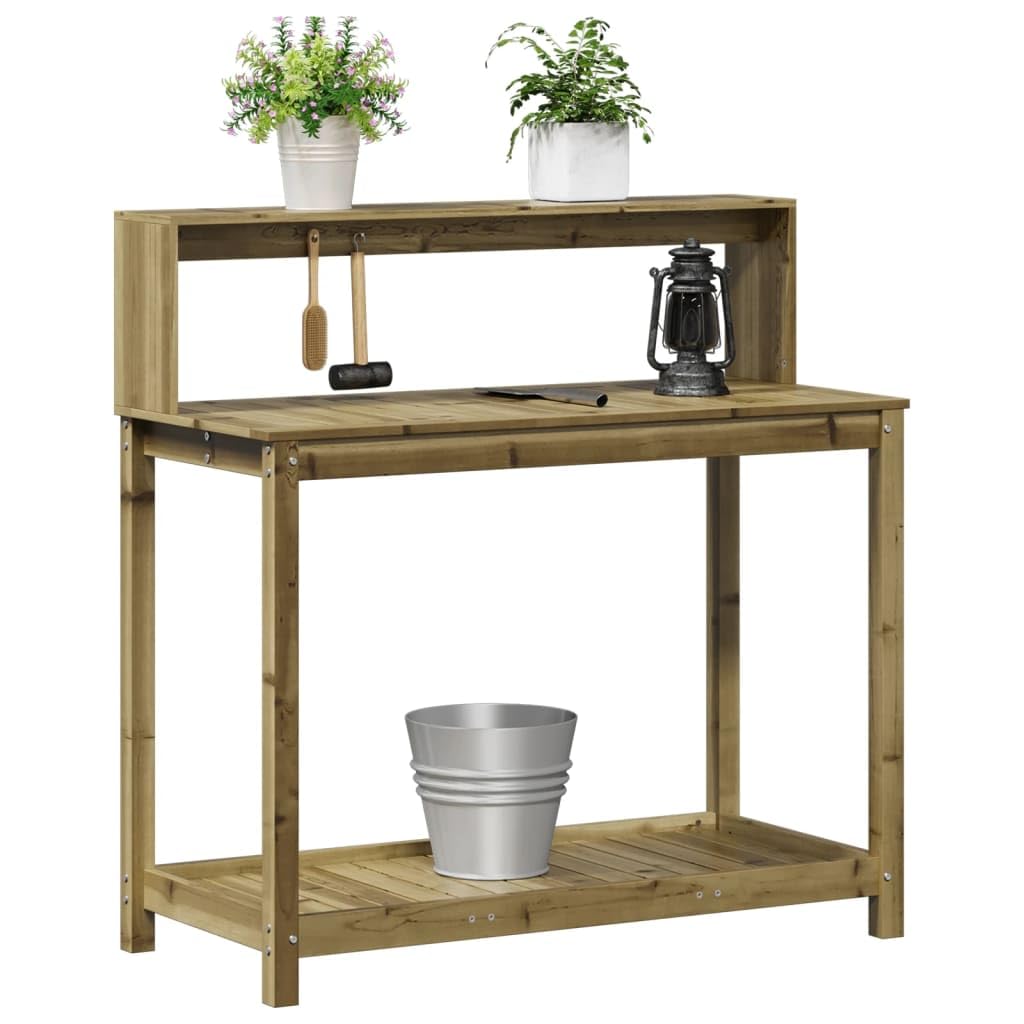 vidaXL Mesa plantación con estantes Madera impregnada 108x50x109,5 cm